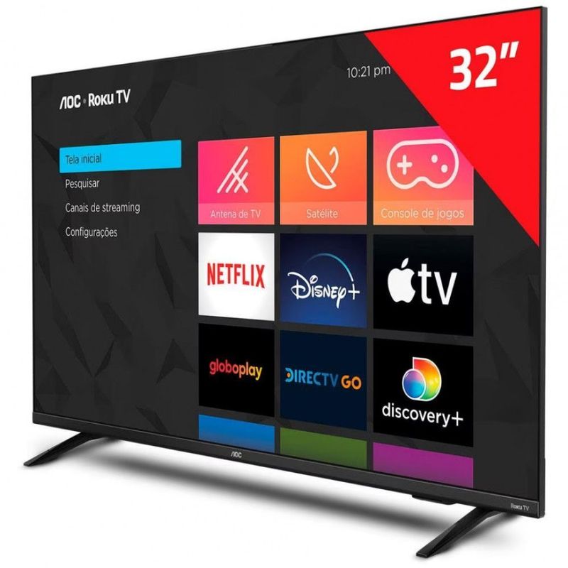 Smart TV AOC HD 32", Roku TV, Preto